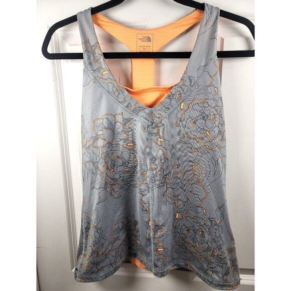 The North Face Women's Vapor Wick Floral Gray & Orange Tank Top Size M - Picture 2 of 9